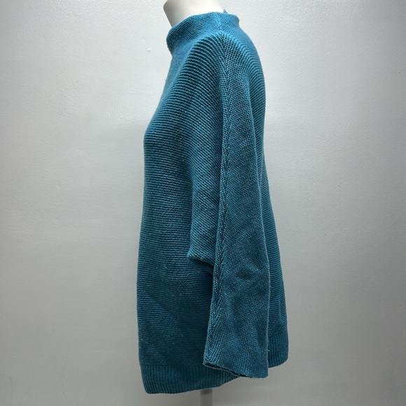 The Reset R Label Sweater Wool Cashmere Knit High Neck Boxy Teal Blue Size XS - Picture 4 of 8